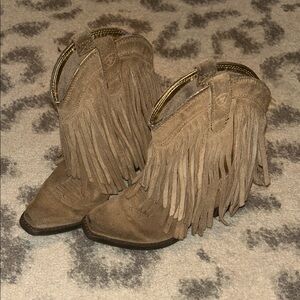 Ariat Kids Tan Suede Fringe Western Boots